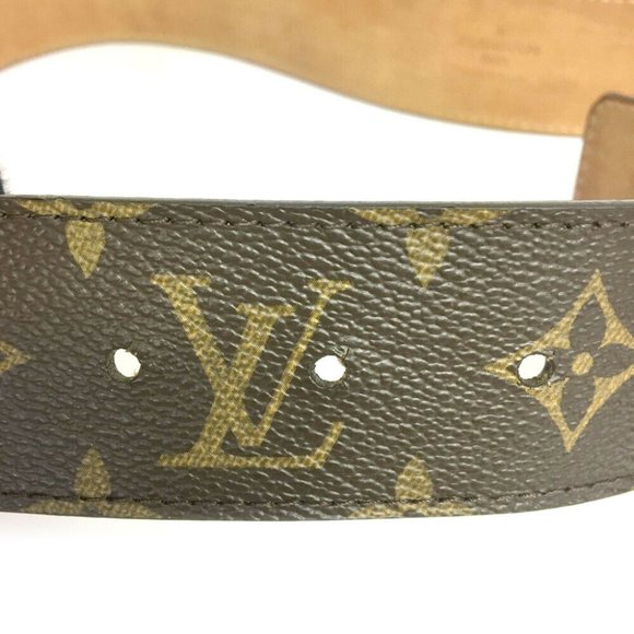 100% Authentic Louis Vuitton Monogram Brown Leather Belt - Picture 6 of 10